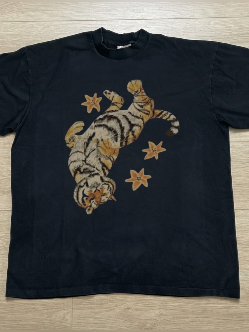 Gildan Black Short-Sleeve Tee with Tan Tiger Graphic